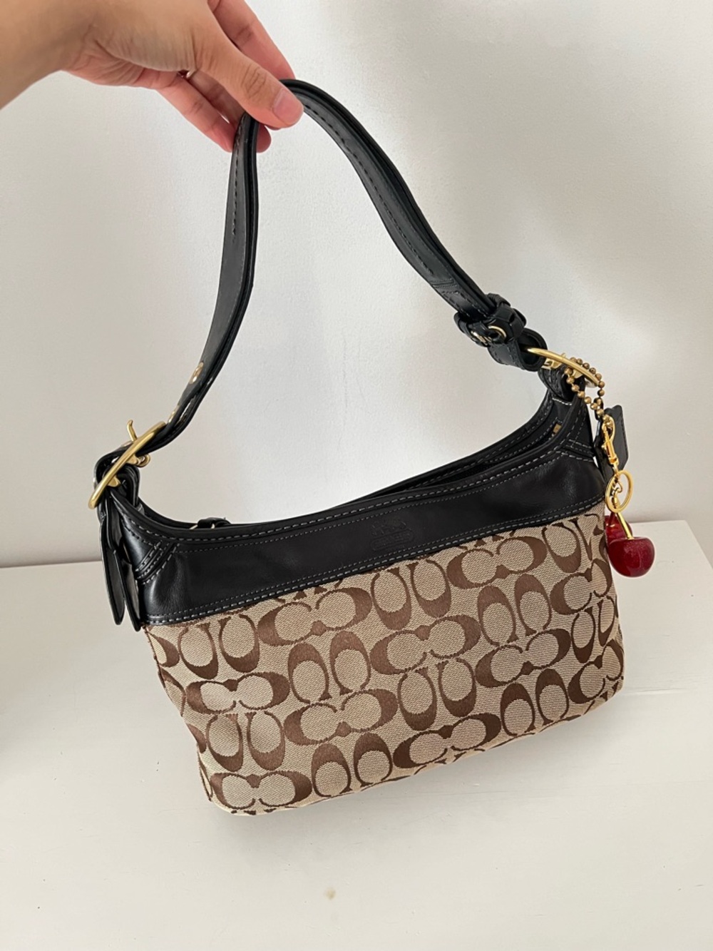 Coach Signature Canvas and Leather Shoulder Bag in Brown and Black - Picture 8 of 12